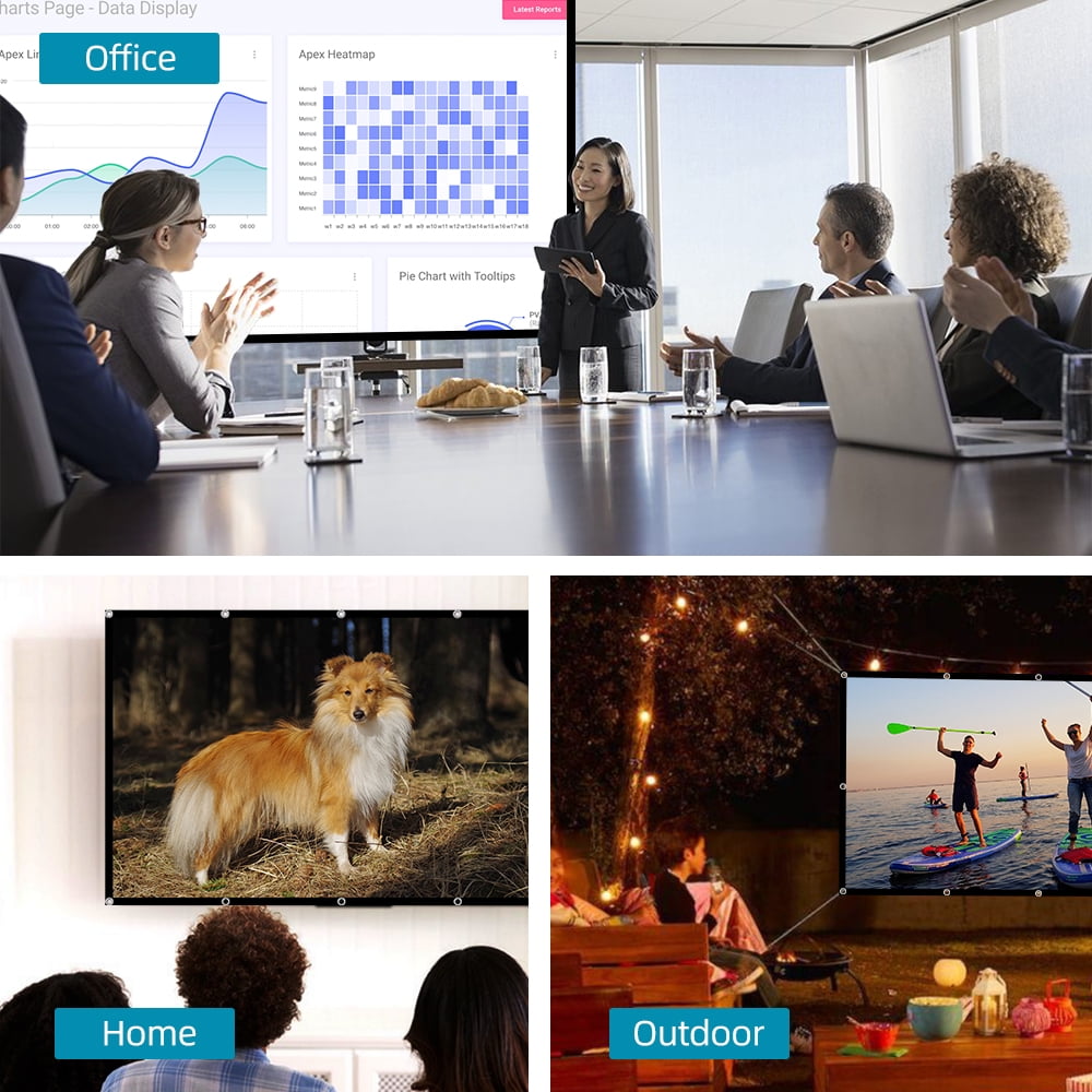 GAINVANE Projector Screen 100 inch 16:9 Outside Projector Screen Portable Outdoor Indoor Wrinkle-Free 4K HD Wall-Mounted Backyard Movie Night Camping Office Presentation