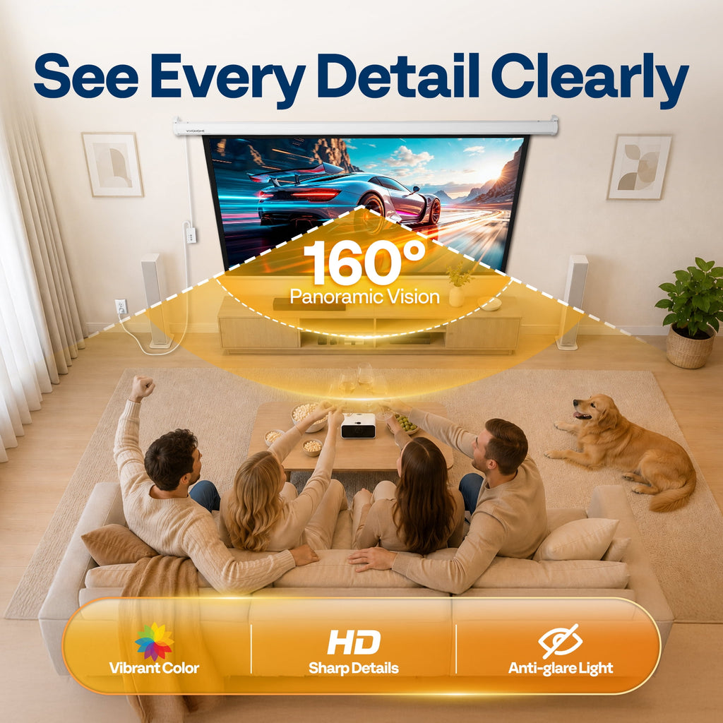 SPECSTAR Motorized Projector Screen with Remote, 16:9 84 Inch Auto Electric Projection Screen, HD 4K Movie Screen for Home Theater, Cinema, Office (73 x 41 Black)