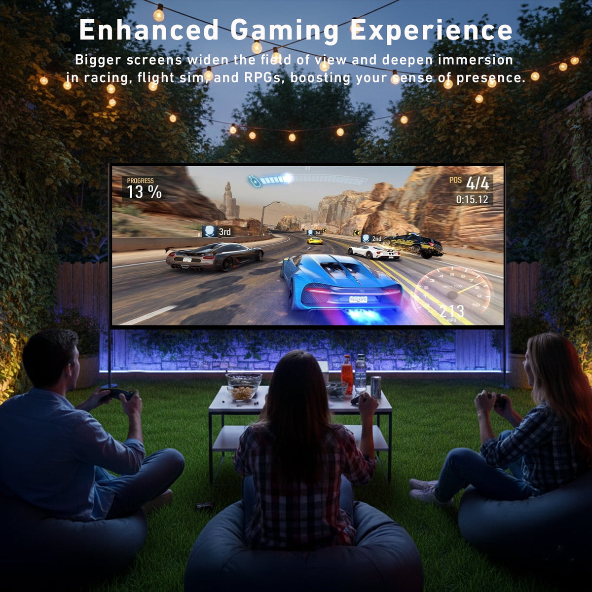 150 Inch Projector Screen 4K Ultra HD Wrinkle-Free Projection Screen with 160° Wide Viewing Angle, Perfect for Ball Games, Sports Matches, TV Shows, Movies & Indoor