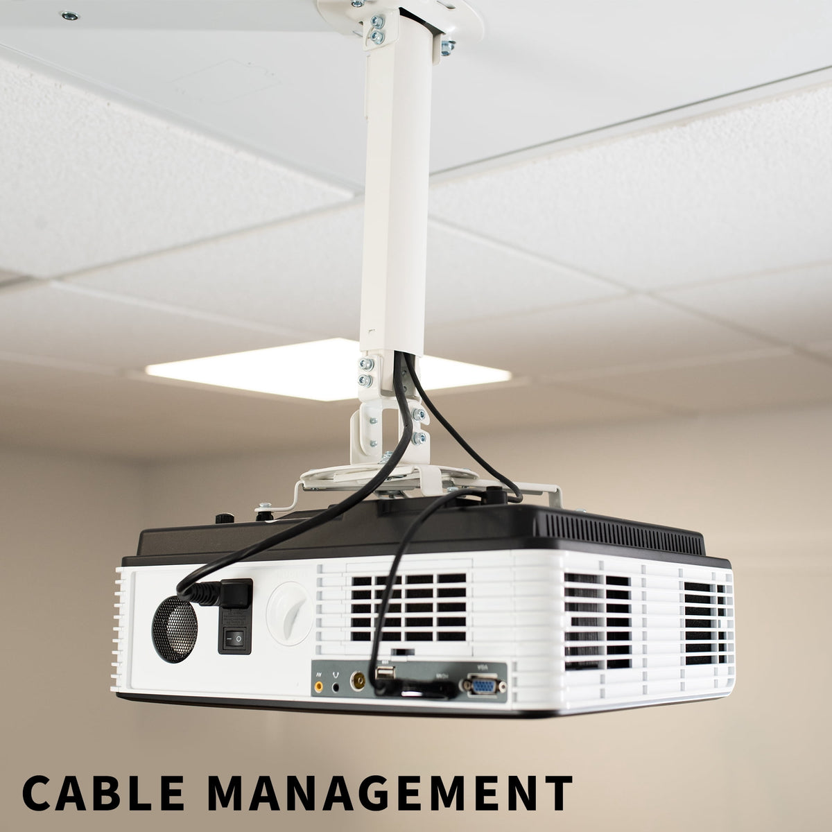VIVO Universal White 2x2 ft Drop Ceiling Height Adjustable Projector Mount