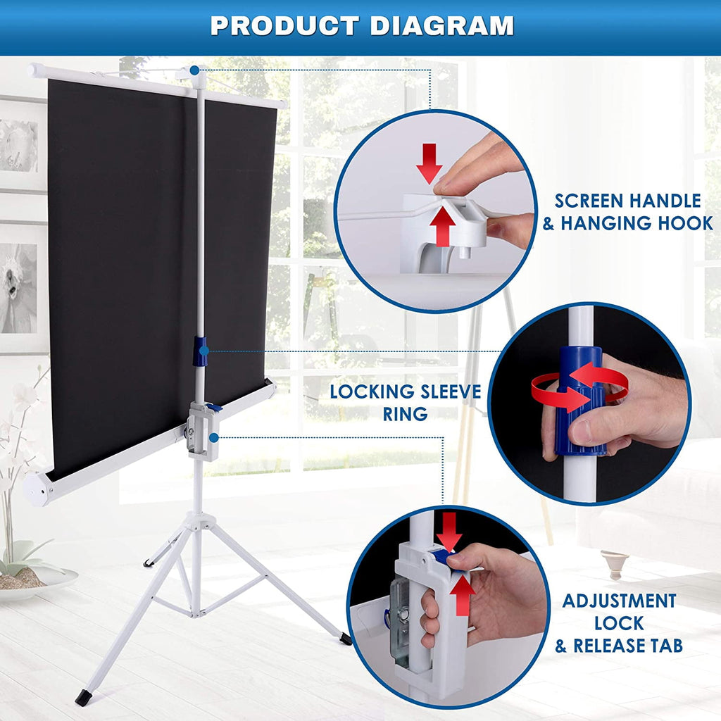 Pyle® Prjtp42 Floor-Standing Portable Tr Manual Projector Screen (40-inch)