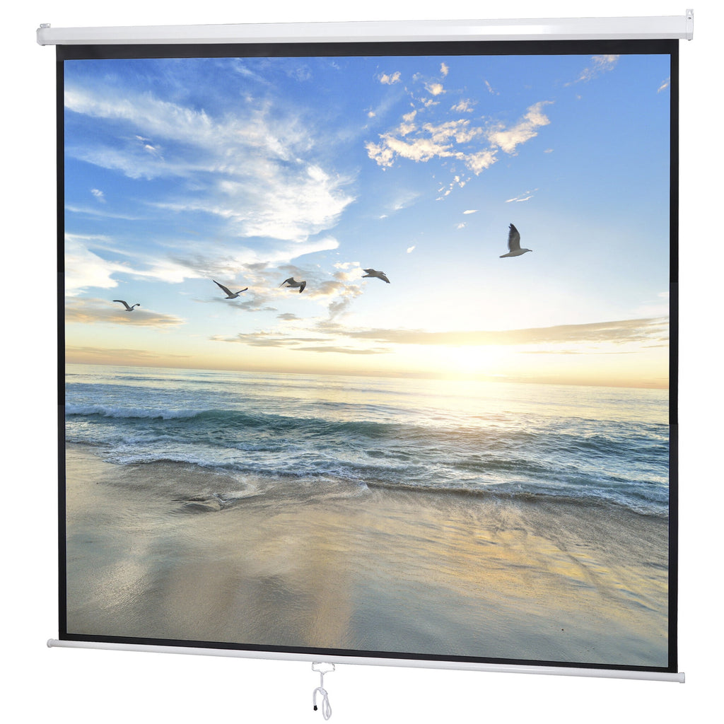HomGarden 120inch Projection Screen 1:1 Movie Projector, Foldable 4K Ultra HD Active 3D, Ceiling Wall Mount