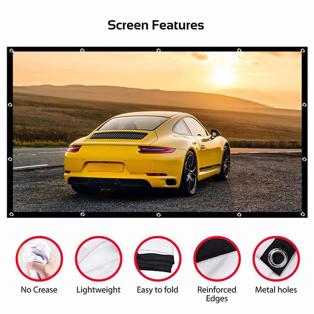 LeeQinersw 16:9 /4:3 Portable Foldable Projector Screen Wall Mounted Home Cinema Theater HD Projection Screen 60 in(133x75cm) 16:9