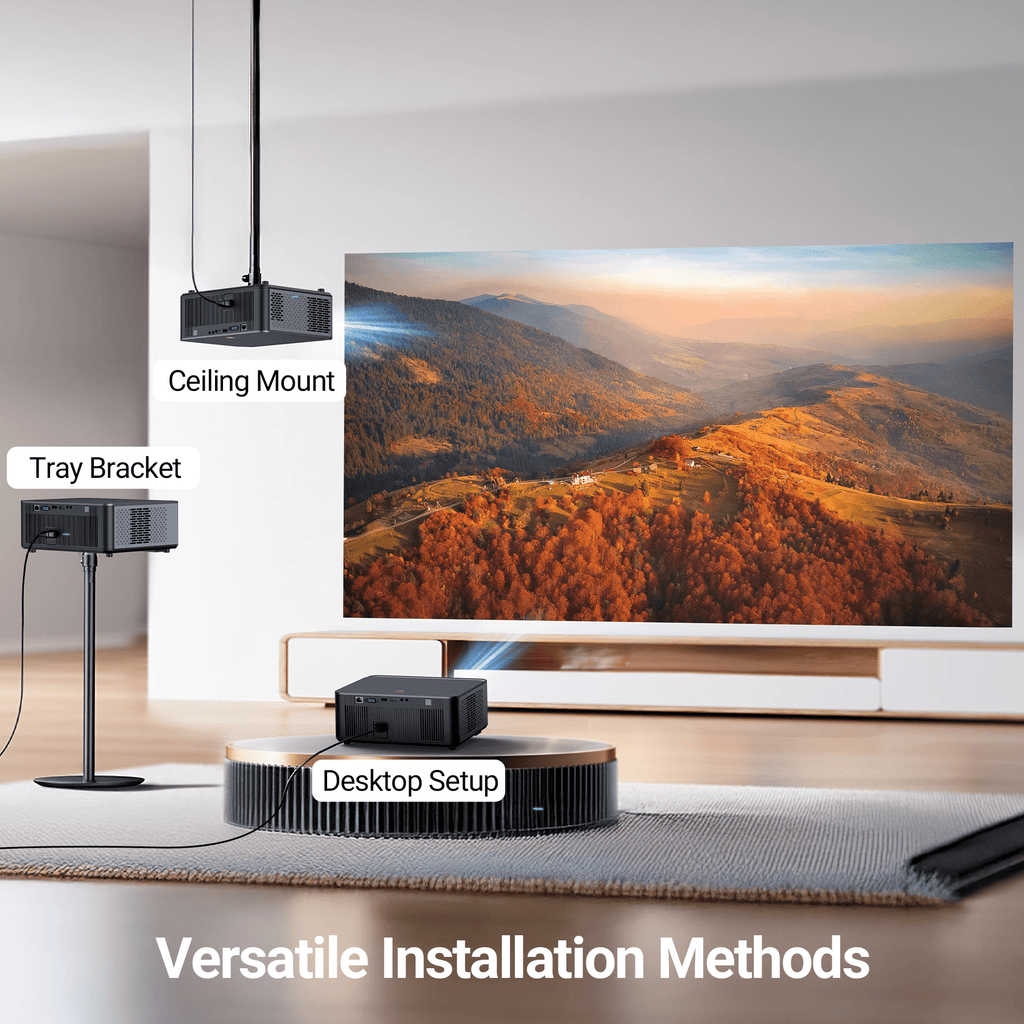 [900 ANSI & Auto Focus/Keystone] 4K Home Theater Projector with WiFi 6 and Bluetooth 5.2, Losei 300'' Movie Projector for Indoor/Outdoor, Smart Proyector Compatible with Phone/TV Stick/PC/PS5