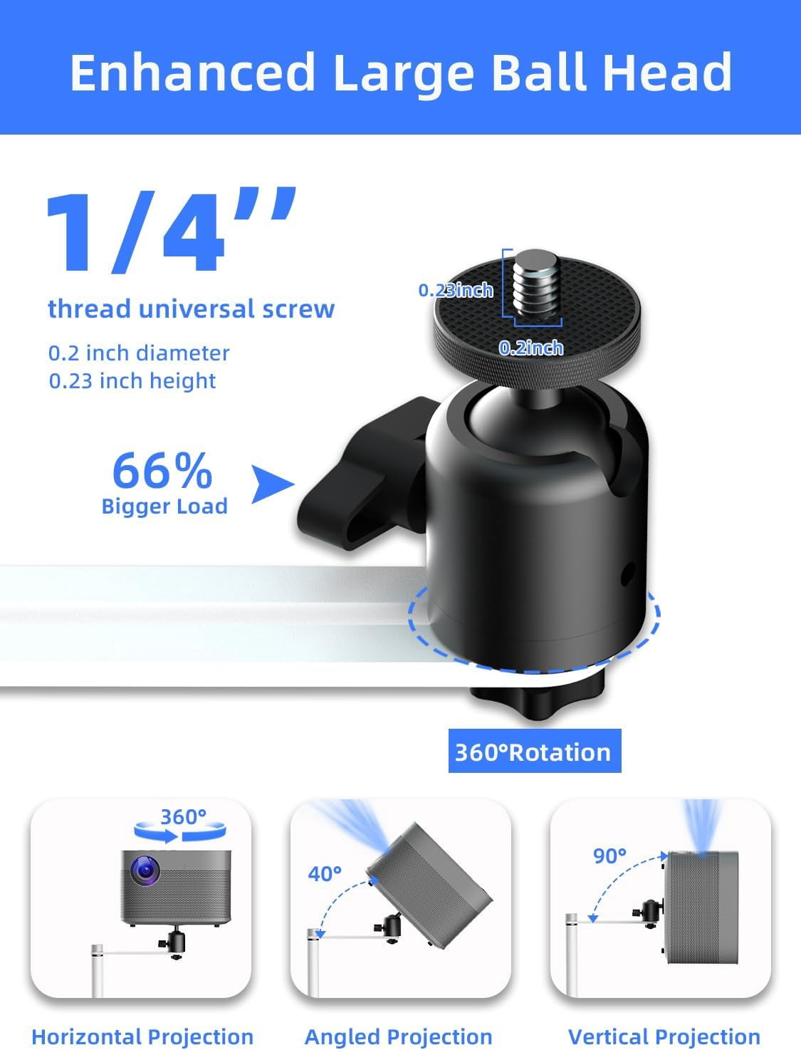 Projector Stand Against Wall Hidden Stand, 360°Swivel, Height Adjustable, Mini Projector Mount Bracket,