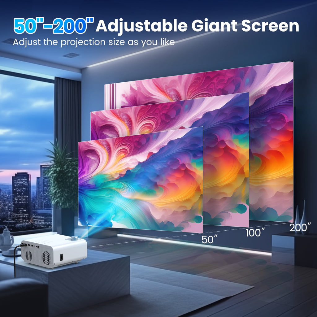 HAPPRUN 1500 ANSI Lumens Smart Projector Compatible with Netflix, 4K Decoding Movie Projector with WiFi & Bluetooth, Auto Focus & Keystone, Built-in Streaming Apps, Outdoor Projector for Home Theater