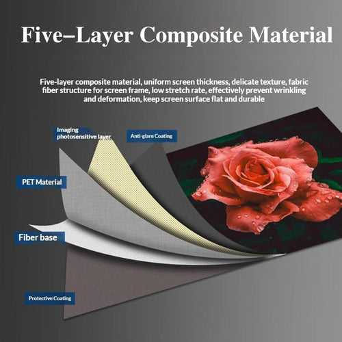 120 Inch 16:9 Anti-Light Foldable Projector Screen, 4K 1080P Supported 160° Wide View for Indoor Outdoor (92in)