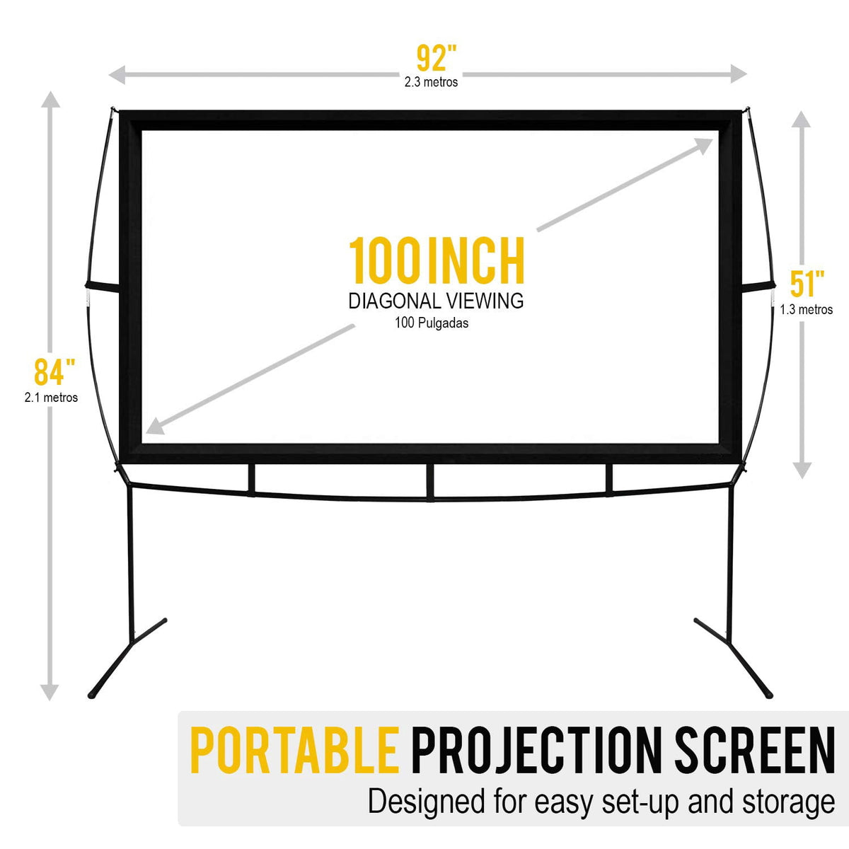 Khomo Gear Jumbo 120 inch 16:9 Portable Outdoor and Indoor Theater Projector Screen with Stand Legs