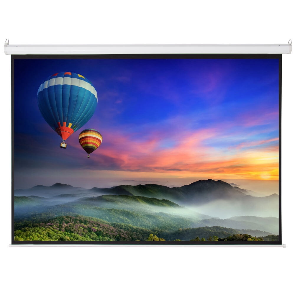 100 Inch Motorized Projector Screen, 4:3 Electric Projection Screen with Remote Control, Matte White Wall Ceiling Mount Movie Screen, White Case