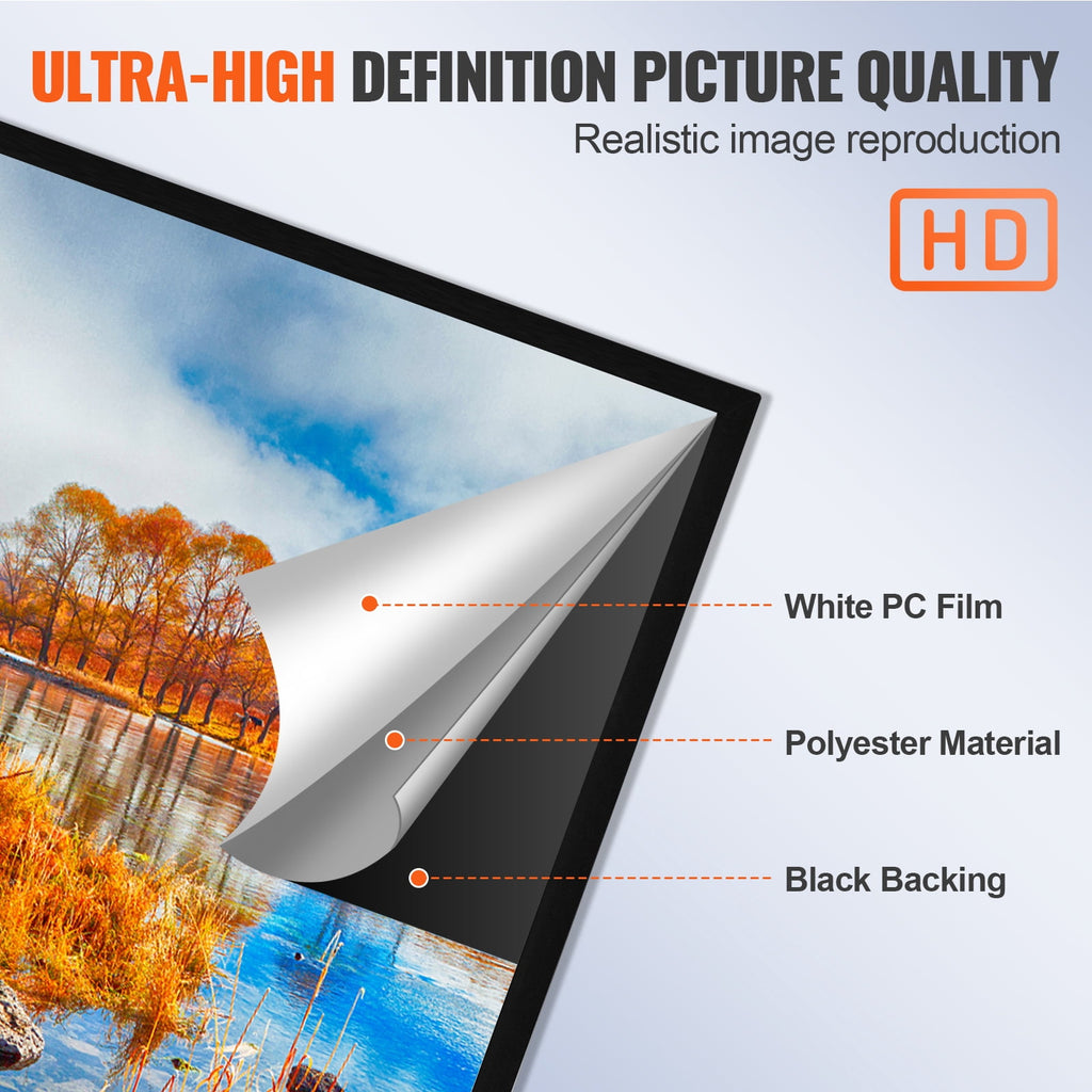 VEVOR 120" 16:9 Projector Screen Fixed Frame 4K HDTV Movie Theater 3D