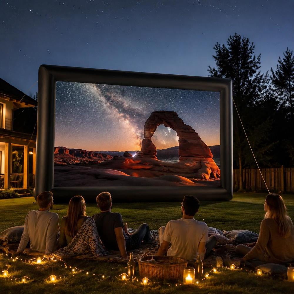 Inflatable Movie Screen, 24 Ft, Front and Rear Projection Capability, Quick Setup, Portable Storage Bag Included