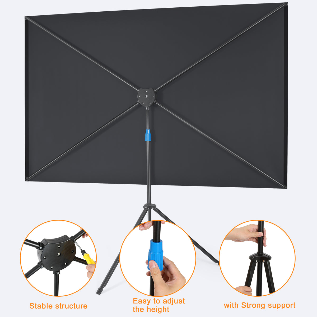 Visulapex Outdoor Projector Screen with Stand 80 inch, Portable Projector Screens for Outside Theater Home Backyard Movies