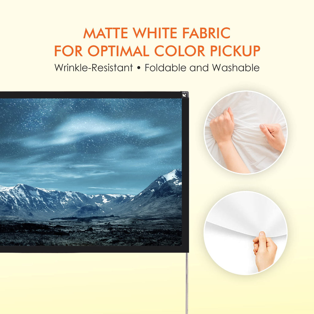 Pyle Projector Screen with Stand - 120" 16:9 HD 4K Portable Lightweight Freestanding Foldable Outdoor Movie Projection Display with Frame for Home Theater