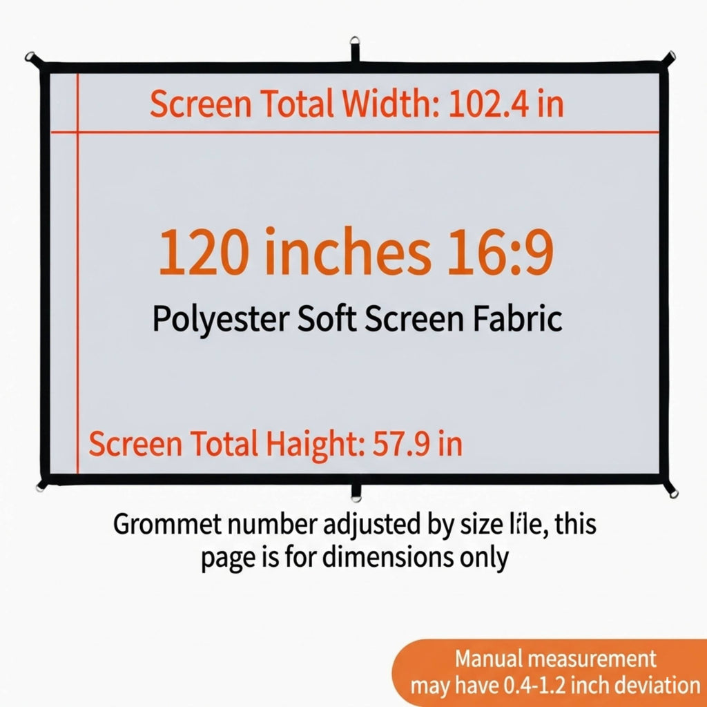 GJX 120 inch Projector Screen with Stand, 16:9 HD Anti-Wrinkle Outdoor Movie Screen with Carry Bag