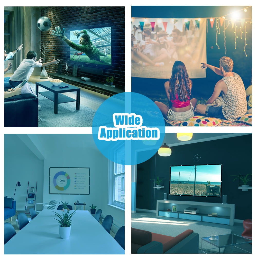 Salange Wall Mount 100" Movie Indoor/Outdoor Foldable Anti-Crease Projector Screen,Home Movie Screen Polyester Fibre,White