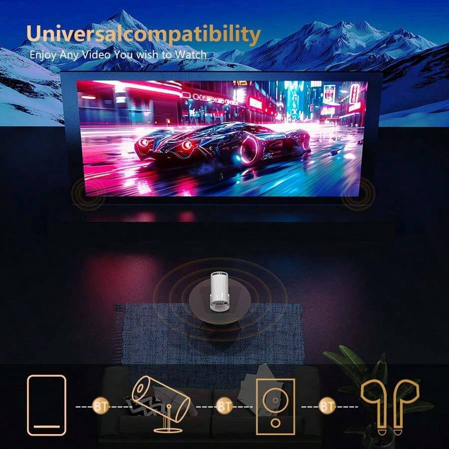 Mini Smart Projector: 4K/1080P WiFi Bluetooth Android 11.0 Auto Keystone Portable Outdoor Projector for Home Theater, Camping, Parties with Remote Control