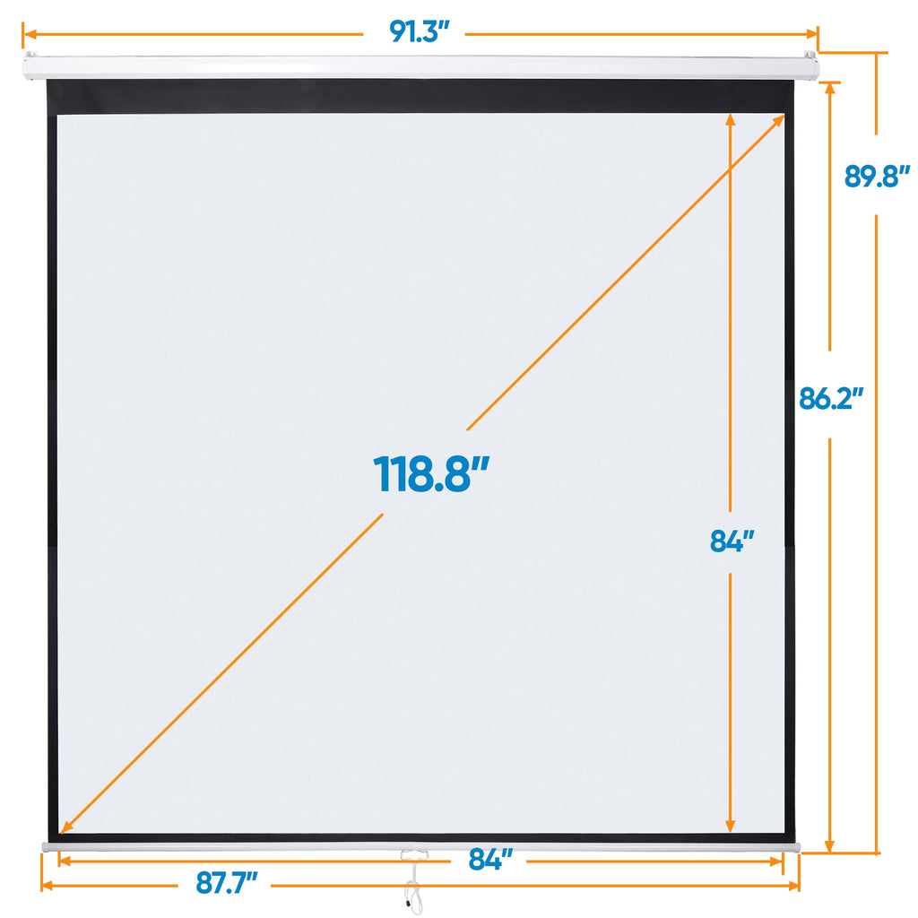 HomGarden 120inch Projection Screen 1:1 Movie Projector, Foldable 4K Ultra HD Active 3D, Ceiling Wall Mount