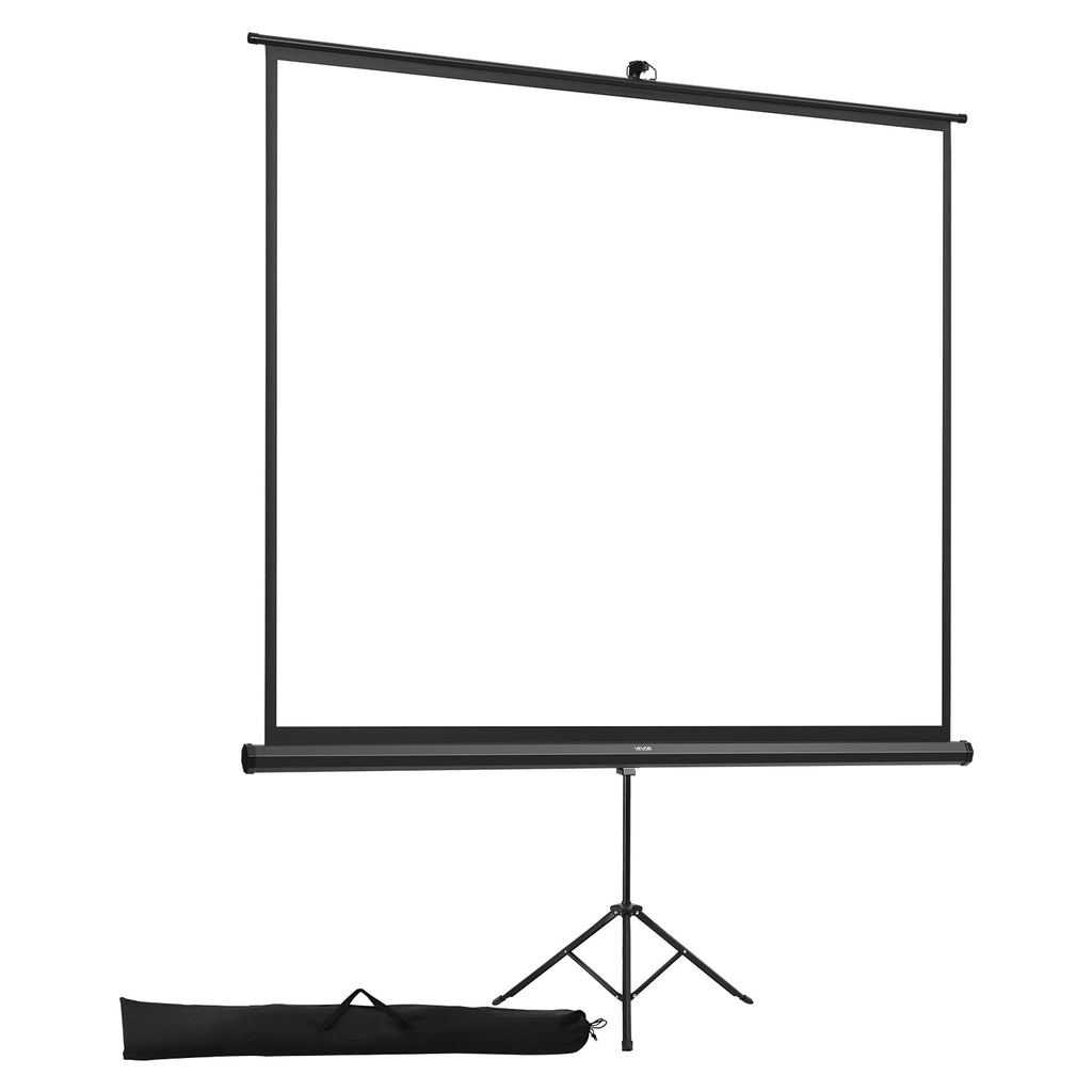 VEVOR Projector Screen with Stand, 70 x 70 Inch 160° Wide Angle Indoor Outdoor Projection Screen, 1:1 4K HD Wrinkleless Portable Tripod Screens with Bag, for Movie, Home Theater, Office Presentation