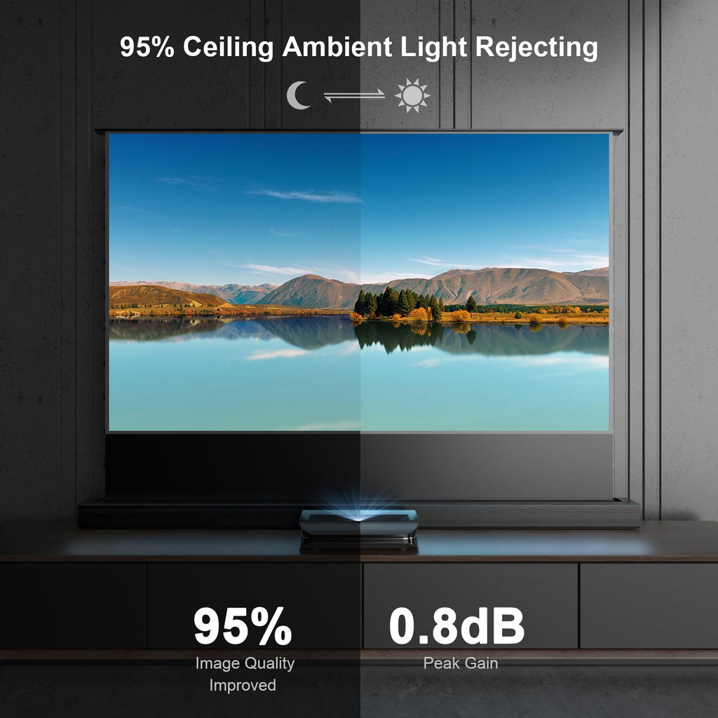 AWOL VISION 120" Motorized Floor Rising Ambient Light Rejecting Projector Screen for Ultra Short Throw Projector
