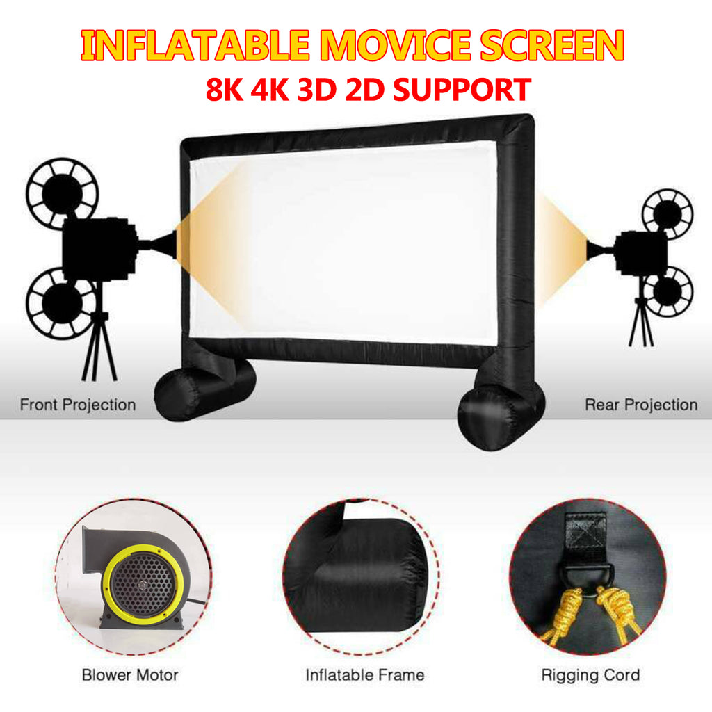 14 Feet Inflatable Projector Screen Outside Blow Up Movie Screen- Includes Inflation Fan, Tie-Downs and Storage Bag- Great for Outdoor Party Backyard Pool Fun