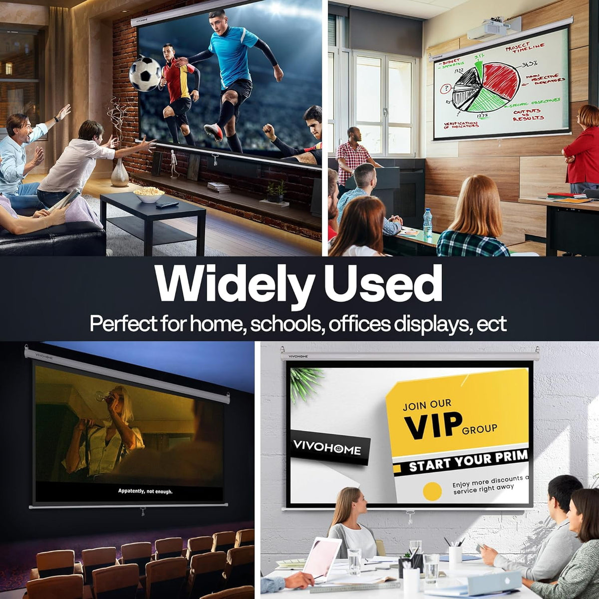 SPECSTAR 80 inch Manual Pull Down Projector Screen, 16:9 HD Retractable Projector Screens for Movie Home Theater Cinema Office Video Game, Black